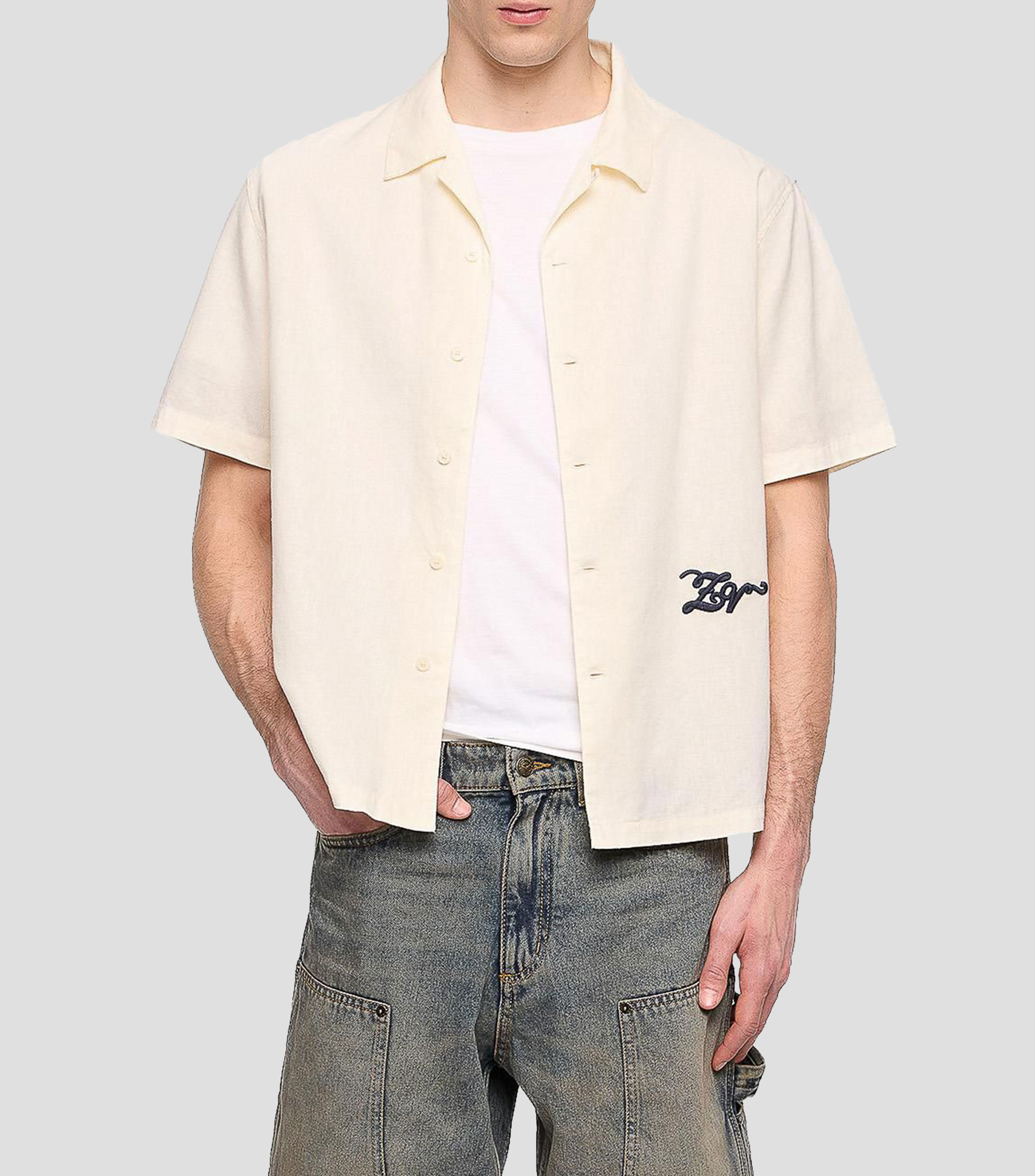 Camisa lisa manga corta Hombre